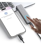 NEWQ Fingerprint External SSD for Phone: Portable Touch Solid State Drive, High Speed Transmissio...