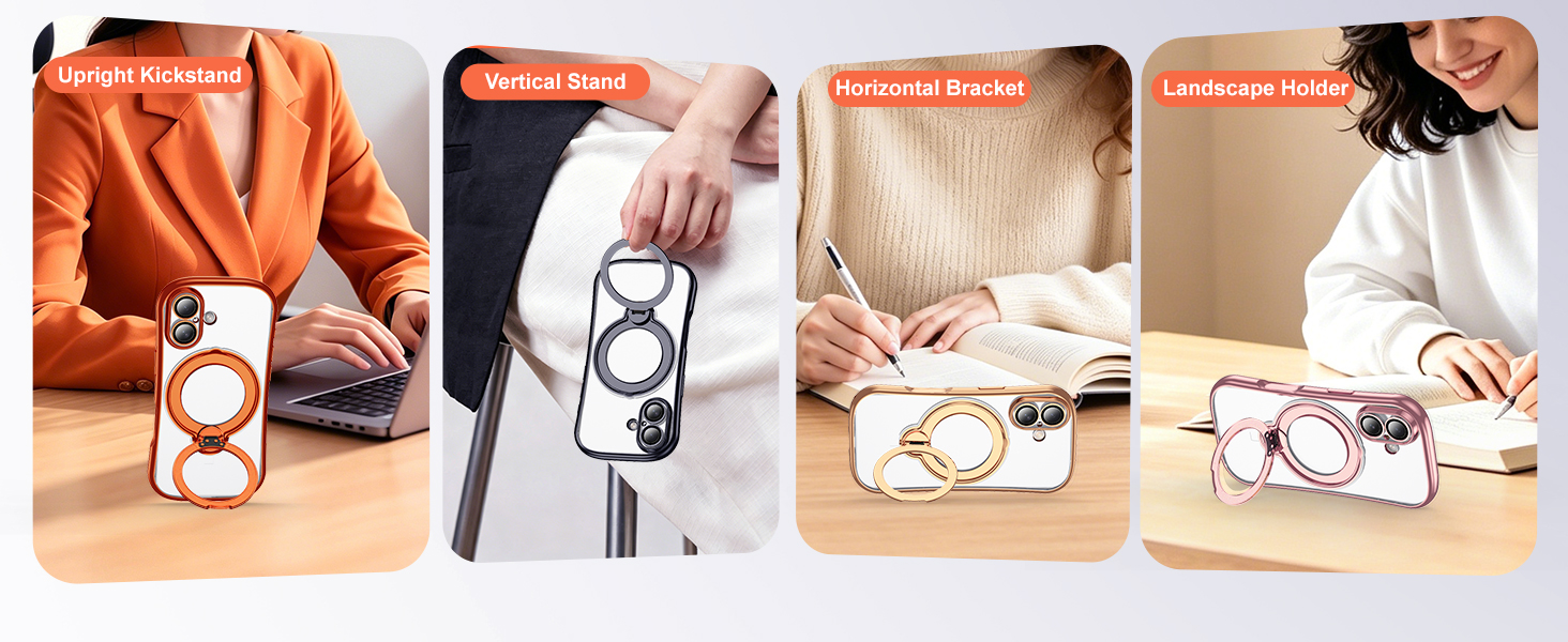Clear Phone Case with 360° Rotatable Magnetic Stand