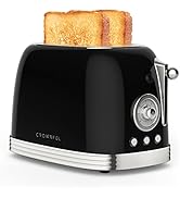 CROWNFUL 2-Slice Toaster, Extra Wide Slots Toaster, Retro Stainless Steel with Bagel, Cancel, Def...