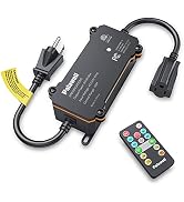 Outdoor Dimmer for String Lights, 600W Outdoor Dimmer, 100FT Remote Control Dimmer, Light Timer f...