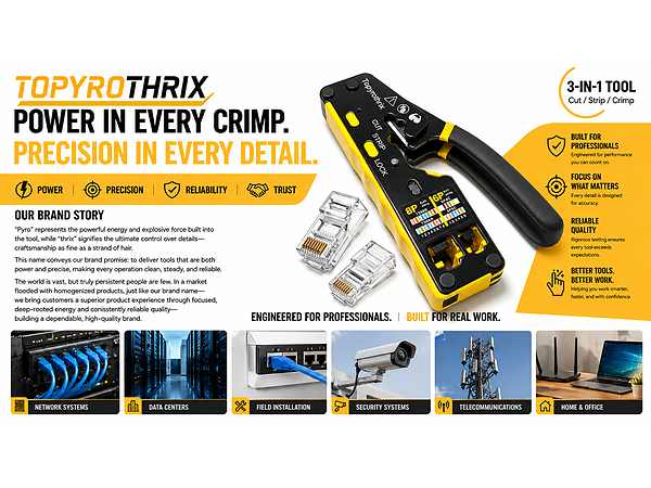 TOPYROTHRIX RJ45 crimping tool for clean Ethernet cable connections at home or work