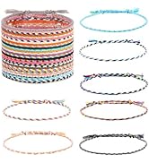 JEWPAPK 30Pcs Woven Wrap Friendship Bracelets Handmade Braided Friendship Bracelet Colorful Adjus...