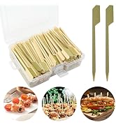 PEOUWNES 3.5 Inch Bamboo wood wooden Paddle Picks Skewers Toothpicks for Cocktail,Appetizers,Mars...