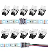 SUPERNIGHT 10 Packs 4 Pin LED Strip Connectors, Led Connectors for Waterproof 0.39in / 10mm RGB 5...