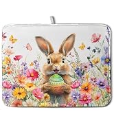 Spring Easter Dish Drying Mat for Kitchen Counter Easter Bunny Rabbit Eggs Flowers Dishes Drainer...