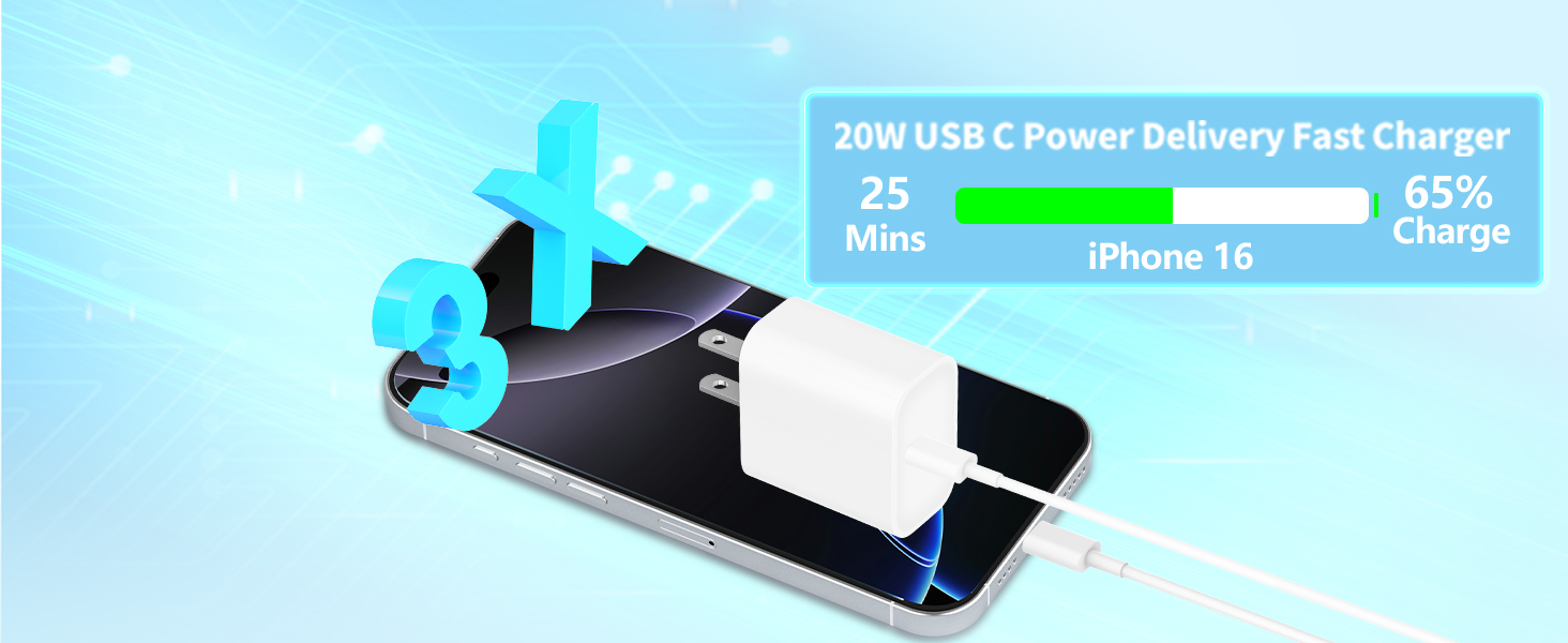 Apple MFi Certified iPhone 16 Charger Fast Charging 20W USB C Charger Block Type C Wall Charger