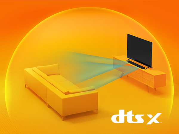 dts:x. Make any content, in any room, more immersive with floor-to-ceiling, virtualized 3D sound.