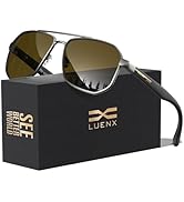 LUENX Aviator Sunglasses for Men Square Polarized Polygon Shades UV400 Sun Glasses with Accessories