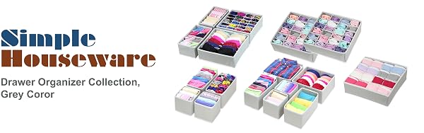 Closet and Drawer Organizer Collection, Grey Color