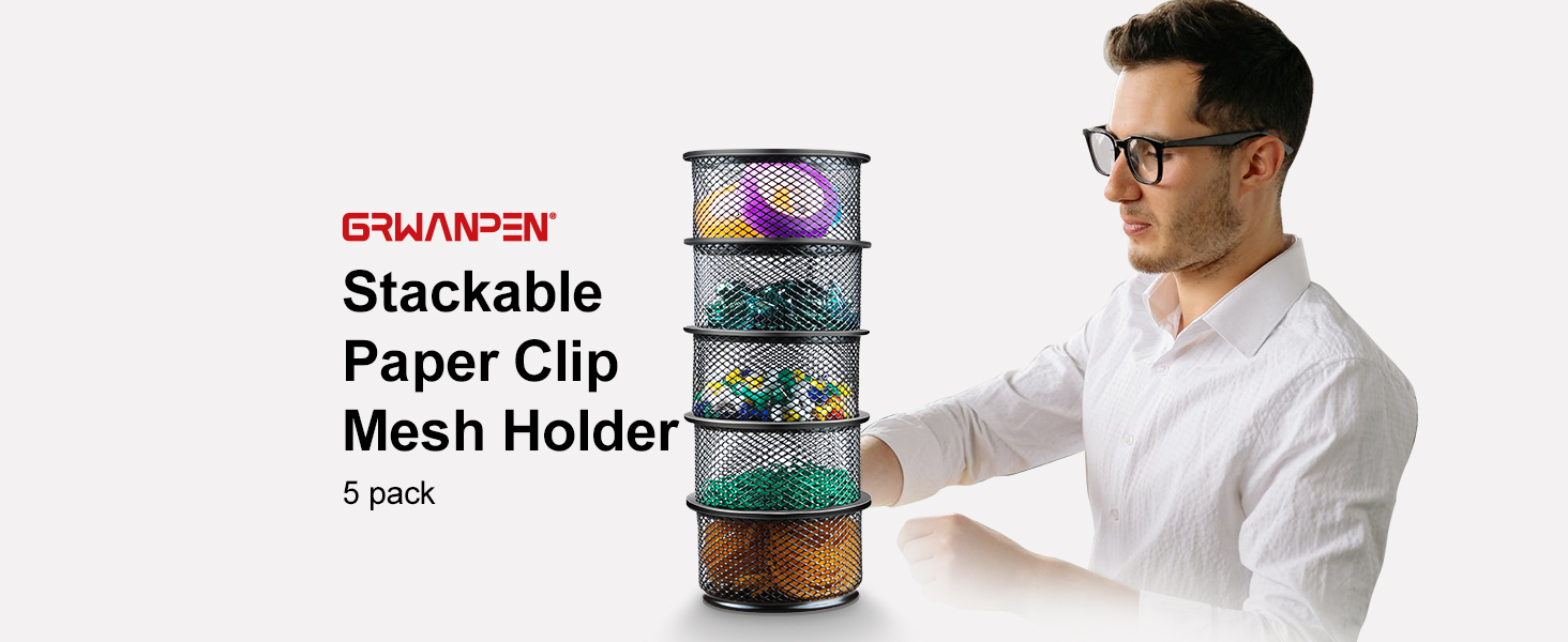 5 Packs Stackable Desk Mesh Holder