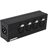 SQWRWY XLR 1 Male to 4 Female Audio Adapter, XLR Splitter Box 1-in 4-Out, 3-Pin Line Output Conve...