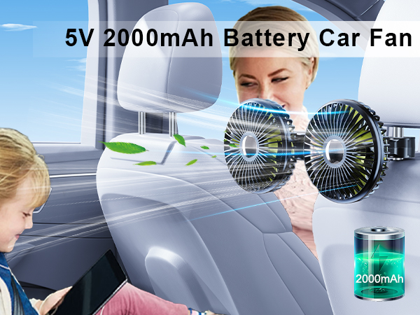 DICMKY Dual Head Car Cooling Fan for Back Seat