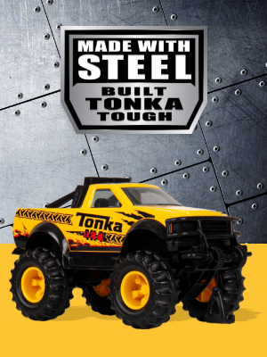 [steel background/hero vehicle/made with STEEL badge]