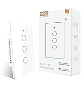 MOES 2.4GHz WiFi Wall Touch Smart Switch Neutral Wire Required, 3 Way Multi-Control, Glass Panel ...