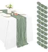 10 Pack Cheesecloth Table Runner 17 x 108 inch Long Boho Gauze Table Runners Semi Sheer Table Run...