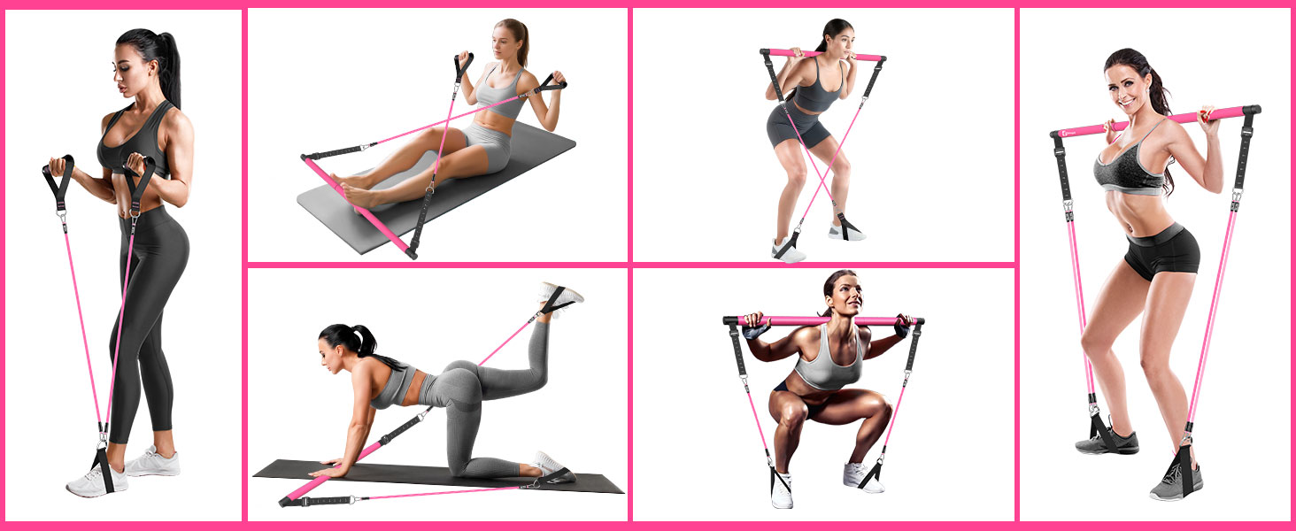 pink gym equipment,pink resistance bands,pink gym accessories,pink yoga set,pink pilates princess
