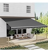 GDPFN 13' x 10' Awning for Patio, Sunsetter Retractable Awning Waterproof Cover Outdoor Patio Can...