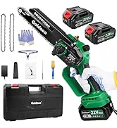 Mini Chainsaw Cordless 8 Inch, Goldsea Electric Hand Chain Saw with 2 Pack 4000mAh 21V Battery, S...