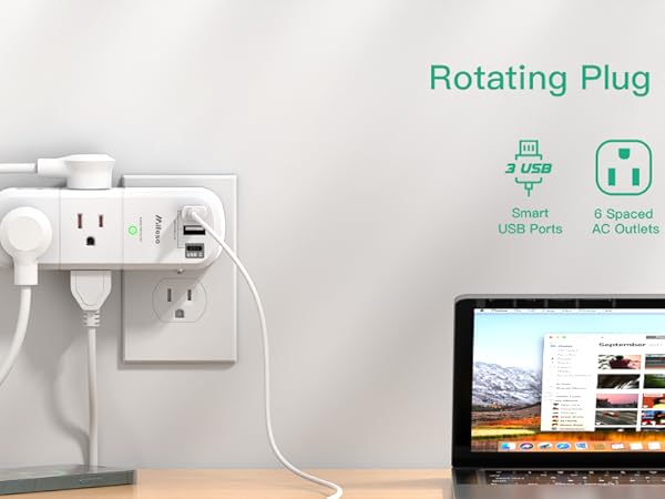rotating plug surge protector outlet