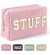 MAGEFY Corduroy Makeup Bag Small Makeup Bag for Purse with Compartments Cute Makeup Pouch Cosmeti...