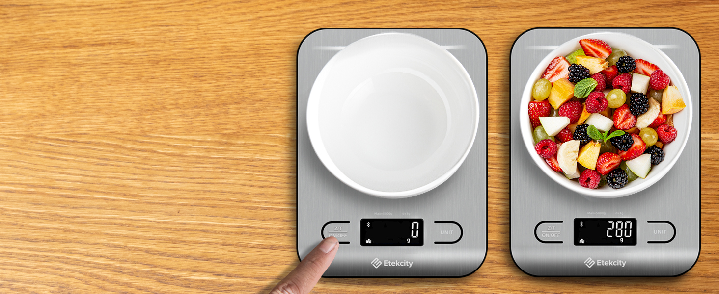 Tare the bowl and add food to get pure weight