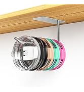 CUXIXA Tumbler Lid Organizer, Stainless Steel Tumbler Lid Holder Under Cabinet, Self Adhesive or ...