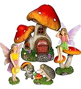 Mood Lab Fairy Garden - Mushroom House Set of 6 pcs - Miniature Figurines &amp; Accessories Kit - for...
