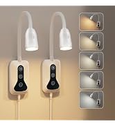 HUAEU 2 Pack Wall Mounted Headboard Reading Light, LED Dimmable Touch Control, Flexible Gooseneck...