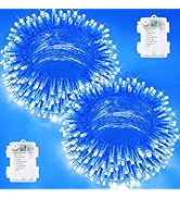 2 Pack Christmas String Lights Battery Operated with Timer, 66FT 200 LED Waterproof Twinkle Light...