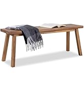 VICTORY RELAX Solid Wood Bench - Minimalist Design, Acacia Wood Construction, Natural Color, Vers...