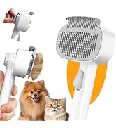 Dog &amp; Cat Brush for Shedding, Self Cleaning Deshedding Brush with Adjustable Bristle Length &amp; Dem...