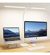 Desk Lamp for Home Office, Double Head Desk Light with Base, Desktop Control Lighting 5 Color Mod...