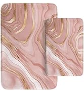 Britimes Marble Pink Bathroom Rug Set of 2,Washable Cover Floor Rug Carpets Floor Bath Mat Bathro...