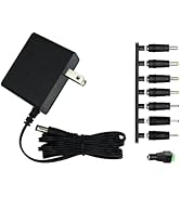 12V 1A Power Supply, AC 100-240V to DC 12V Adapter with 5.5 x 2.1mm Plug and 8 Interchangeable Ja...