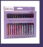 The Quilted Bear Marble Print Crochet Hook Set - Premium Soft Grip Crochet Hooks with Polymer Cla...