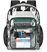 ZORFIN Clear Backpack for School: Large Clear Bookbag with Padded Straps - Heavy Duty PVC Transpa...