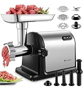 AAOBOSI Electric Meat Grinder #10 | 3000W Max | 3 Stainless Steel Plates | 3 Sausage Stuffers | S...
