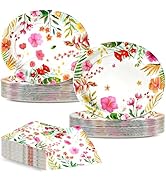 100 Pcs Hawaiian Luau Party Supplies Set Serves 50 – 12" Large Disposable Tropical Hibiscus Oval ...