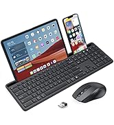 PEIOUS Bluetooth Keyboard and Mouse Compatible for Mac and Windows, Rechargeable Multi Device Key...
