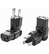 JSADZKJ 3 Prong Power Adapter 90 Degree 5-15P to C13 Power Adapter NEMA 5-15P Male to Angled C13 ...
