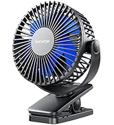 Gaiatop Portable Clip on Fan Battery Operated, Small Powerful USB Desk Fan, 3 Speed Quiet Recharg...