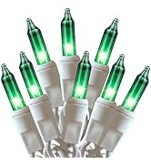 HISHINY Green Christmas Lights 100 Count St Patricks Day Decorations String Lights with White Wir...