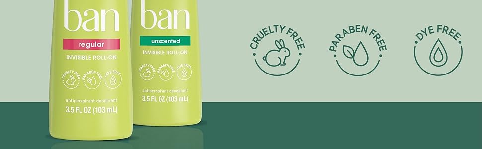 Bottom of the Ban deodorant bottle with esg icons.