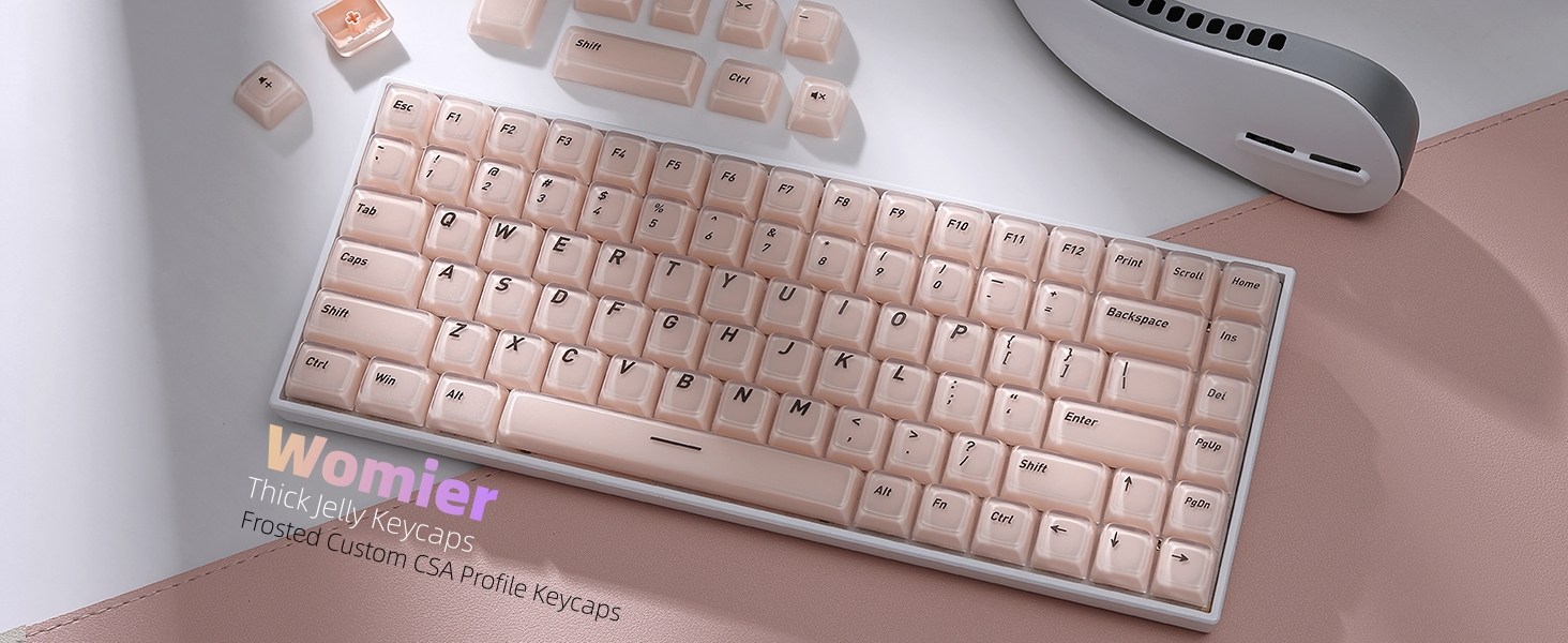 Womier pbt Jelly Keycaps Frosted, Foundation Shine Through Keycaps for Mechanical Keyboards