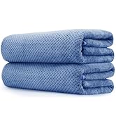 MaopaoBeauty 2 Pack Bath Towel Set 35" x 70", Extra Large Waffle Bath Towel Set, Microfiber Super...