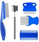 MEDUWEDU 5 Pack Flea &amp; Lice Comb Set for Cats, Dogs &amp; Kids – Stainless Steel Fine Tooth Nit Comb ...