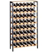 VEVOR 48 Bottle Wine Rack,8-Tier Iron Wine Bottle Holder with Wood Table Top,Freestanding Floor D...