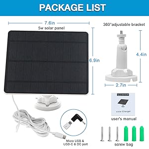 Solar Panel with 9.8ft Charge Cable