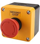 Baomain Red Sign Emergency Stop Switch Push Button Weatherproof Push Button Switch 660V with Box ...