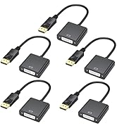 URELEGAN DisplayPort to DVI Adapter 5-Pack, DisplayPort to DVI-D Male to Female Adapter Cable Sin...